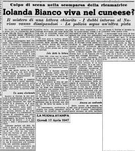 la scomparsa di jolanda bianco 1947